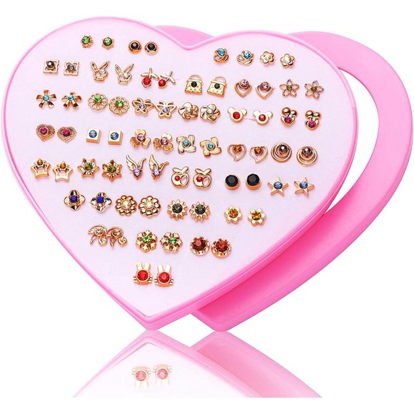 New 36 Pairs Stud Earrings with Heart Shape Gift Box, Hypoallergenic Ear…